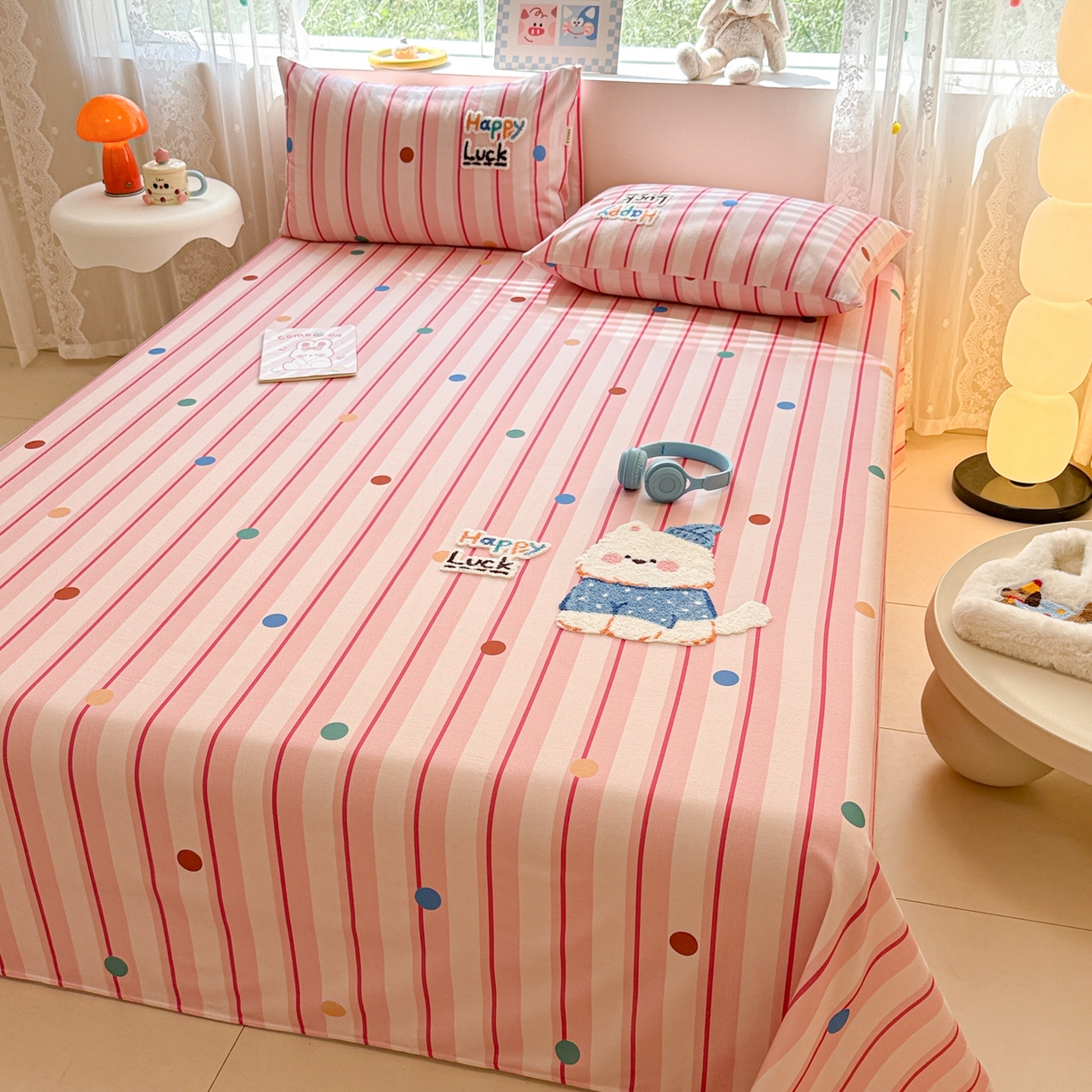 91家纺网 家纺一手货源 找家纺 沐辰 2025新款A类全棉磨毛绣花单品床单床笠 点点西高地-床单