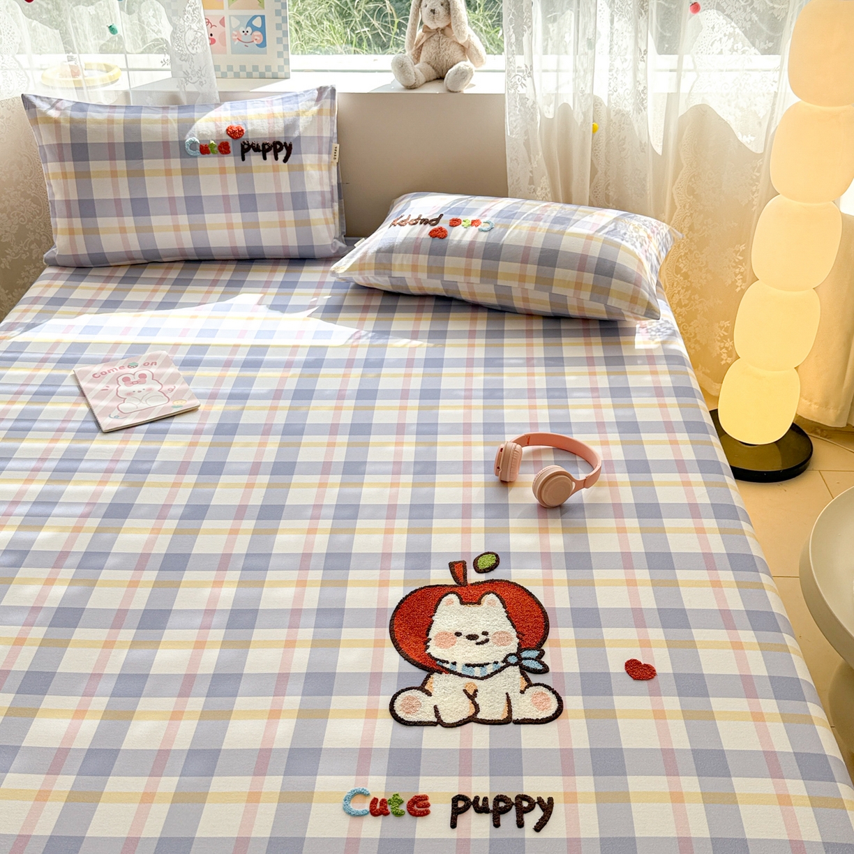 91家纺网 家纺一手货源 找家纺 沐辰 2025新款A类全棉磨毛绣花单品床单床笠 幸运西高地-床笠