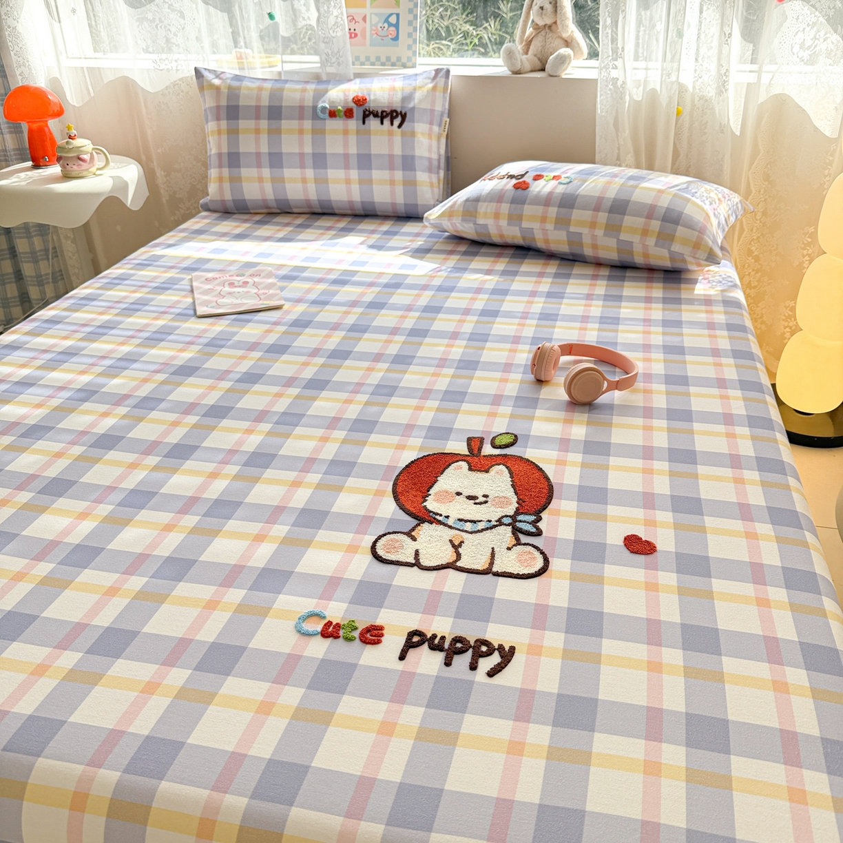 91家纺网 家纺一手货源 找家纺 沐辰 2025新款A类全棉磨毛绣花单品床单床笠 幸运西高地-床笠