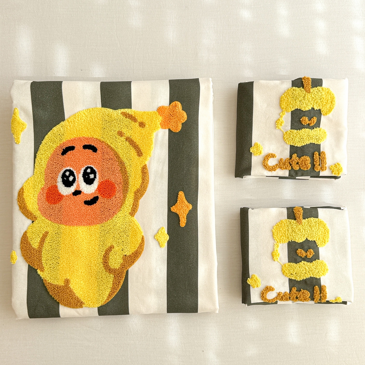 91家纺网 家纺一手货源 找家纺 沐辰 2025新款A类全棉磨毛绣花单品床单床笠 星星人条纹-床单