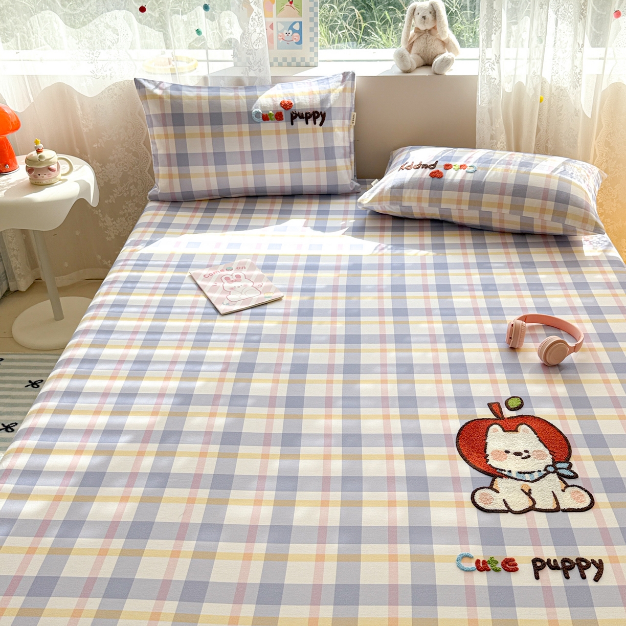 91家纺网 家纺一手货源 找家纺 沐辰 2025新款A类全棉磨毛绣花单品床单床笠 幸运西高地-床笠