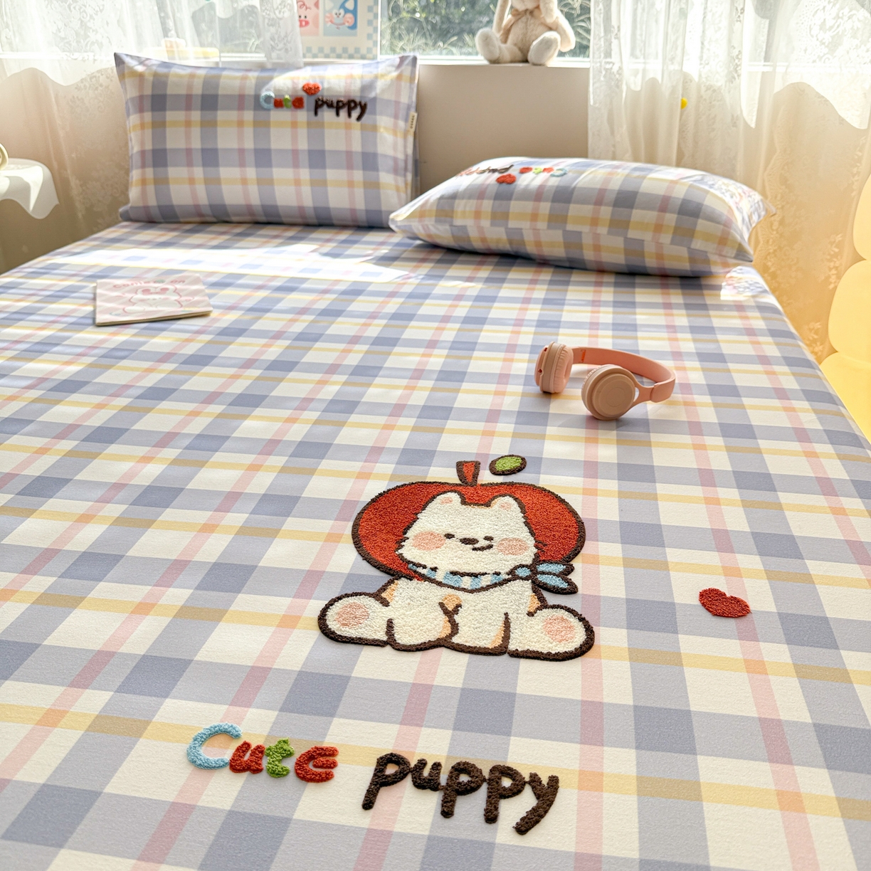 91家纺网 家纺一手货源 找家纺 沐辰 2025新款A类全棉磨毛绣花单品床单床笠 幸运西高地-床笠