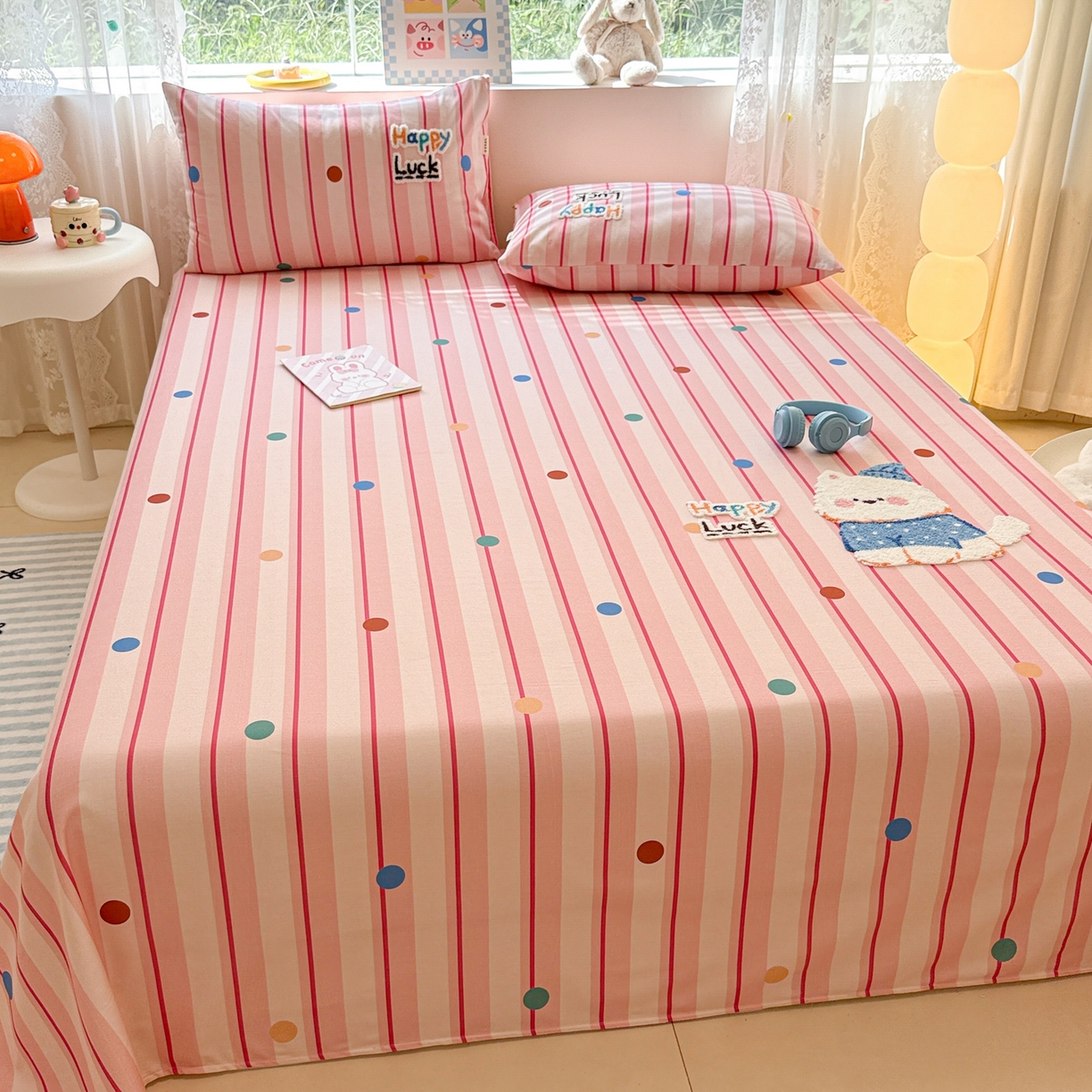 91家纺网 家纺一手货源 找家纺 沐辰 2025新款A类全棉磨毛绣花单品床单床笠 点点西高地-床单