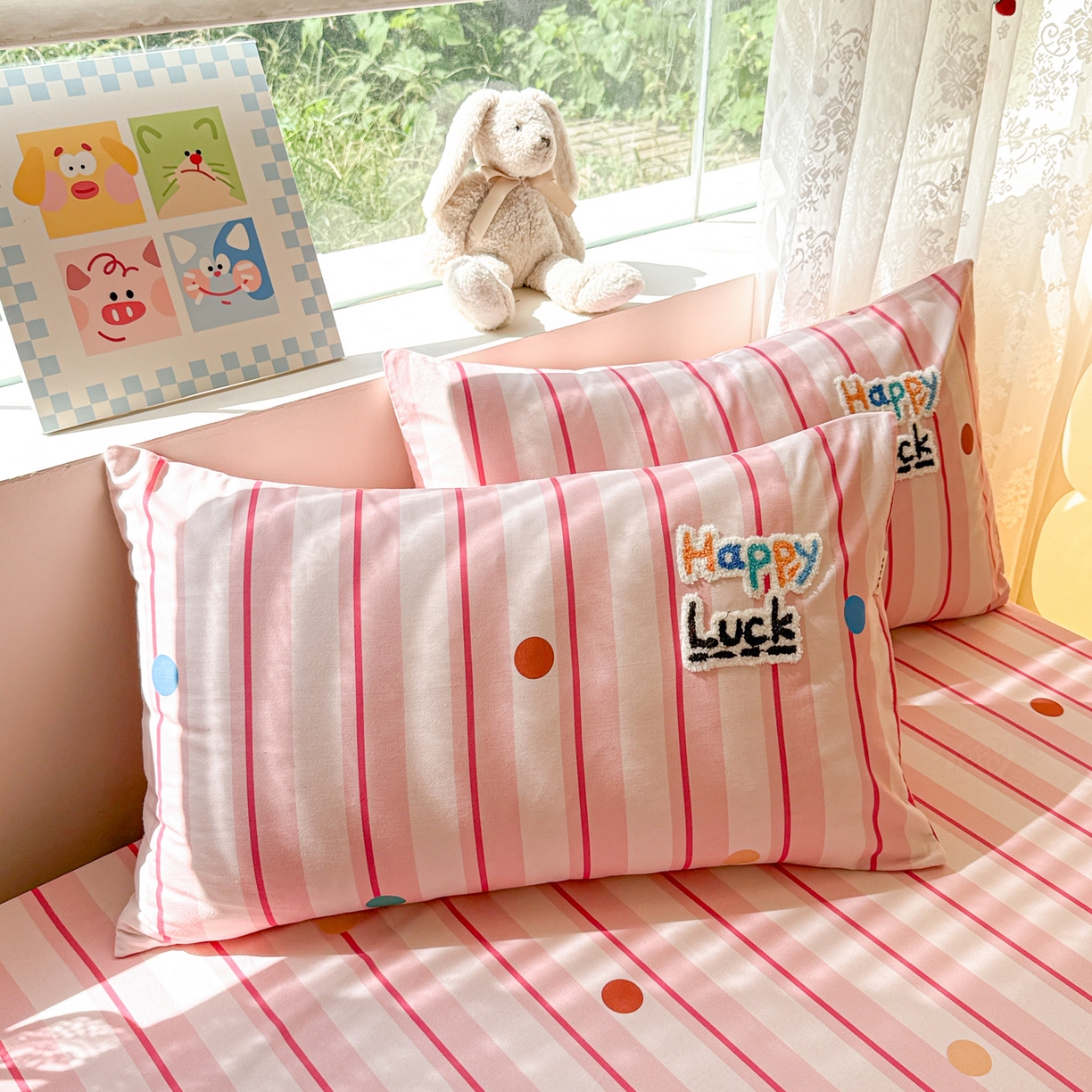 91家纺网 家纺一手货源 找家纺 沐辰 2025新款A类全棉磨毛绣花单品床单床笠 点点西高地-床单