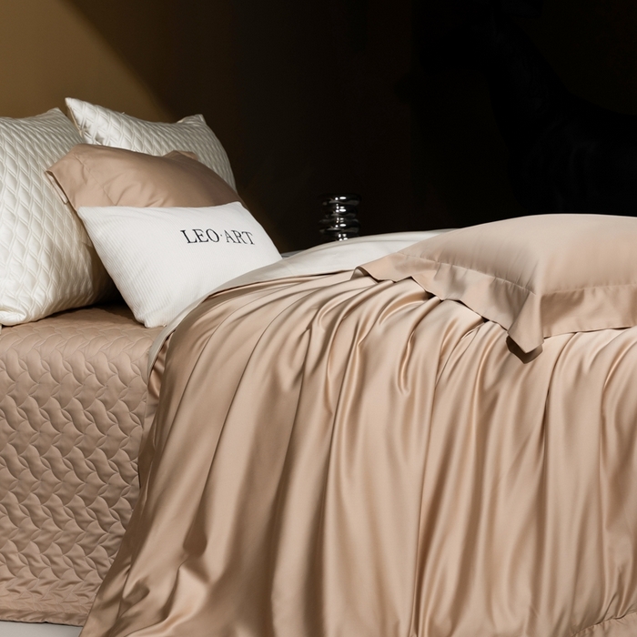 91家纺网 家纺一手货源 找家纺 涞澳家纺 2025新款80天丝棉磨毛床盖压线款四件套-星河入梦 星河入梦-咖