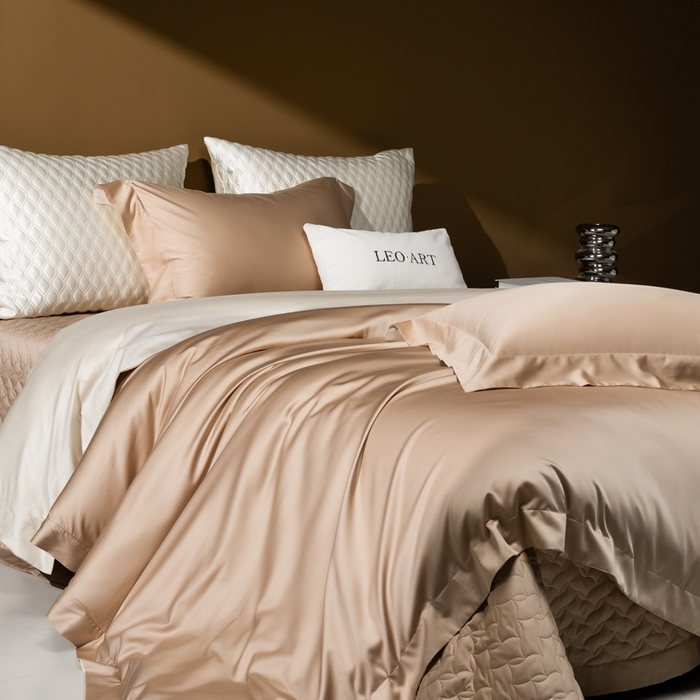 91家纺网 家纺一手货源 找家纺 涞澳家纺 2025新款80天丝棉磨毛床盖压线款四件套-星河入梦 星河入梦-咖