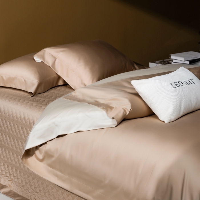 91家纺网 家纺一手货源 找家纺 涞澳家纺 2025新款80天丝棉磨毛床盖压线款四件套-星河入梦 星河入梦-咖