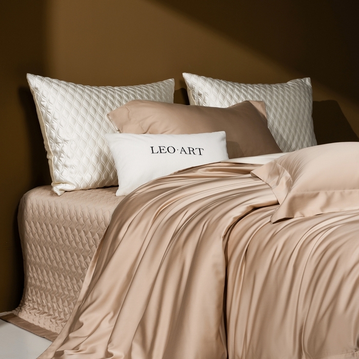 涞澳家纺 2025新款80天丝棉磨毛床盖压线款四件套-星河入梦 星河入梦-咖