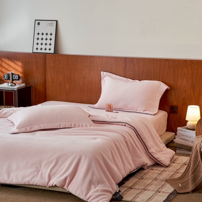 91家纺网 家纺一手货源 找家纺 涞澳家纺 2025新款亲肤舒适毛巾绒懒人被被子被芯 毛巾绒懒人被-粉