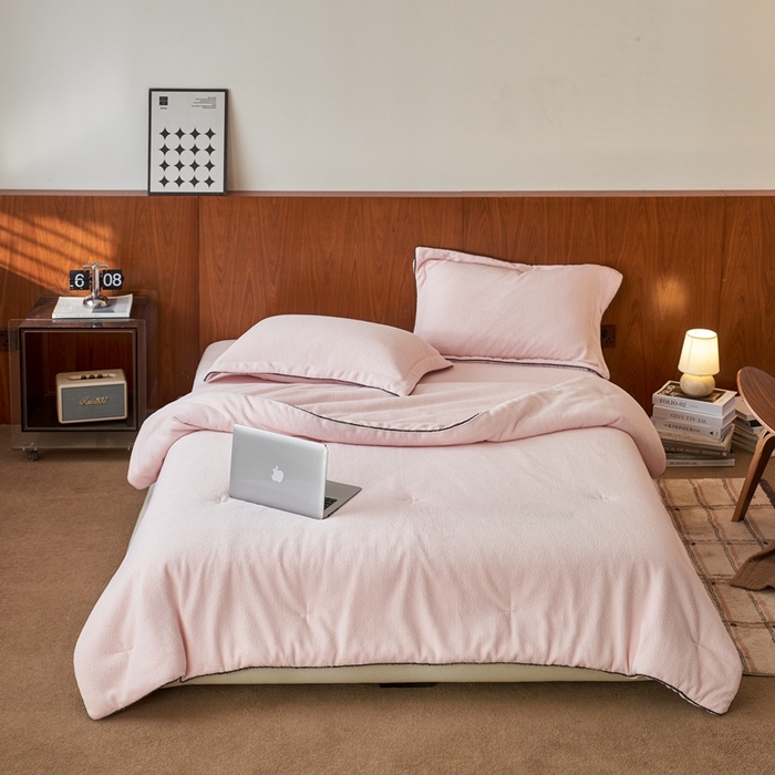 91家纺网 家纺一手货源 找家纺 涞澳家纺 2025新款亲肤舒适毛巾绒懒人被被子被芯 毛巾绒懒人被-粉