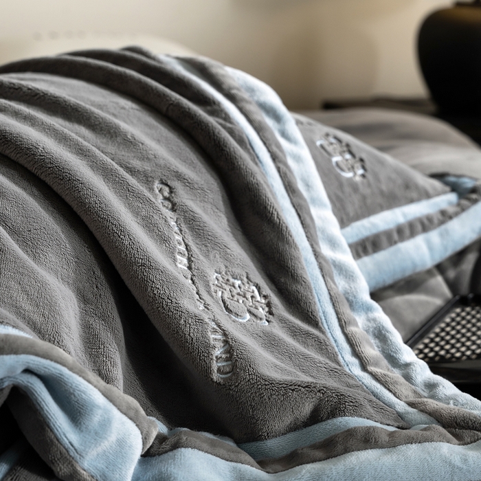 91家纺网 家纺一手货源 找家纺 涞澳家纺 2025秋冬新款亲肤舒适牛奶绒四件套-简慕 简慕-灰色