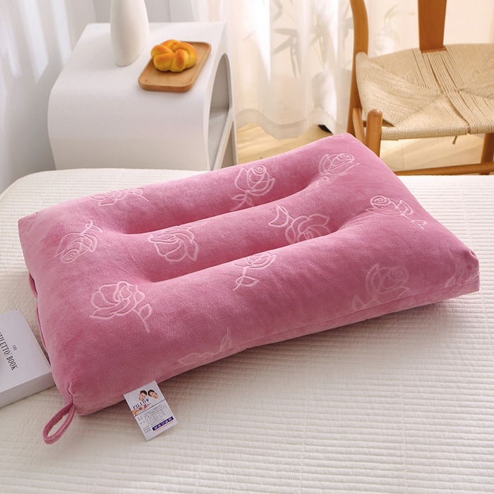 木子晗 2025新款玫瑰绒定型枕头枕芯 玫粉