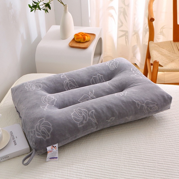 木子晗 2025新款玫瑰绒定型枕头枕芯 灰色