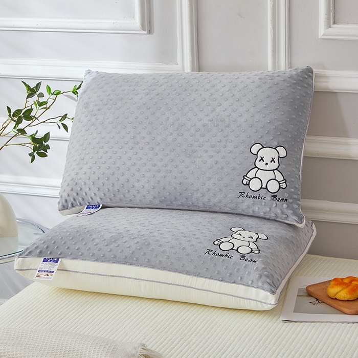木子晗 2025新款豆豆熊枕头枕芯 熊熊-浅灰