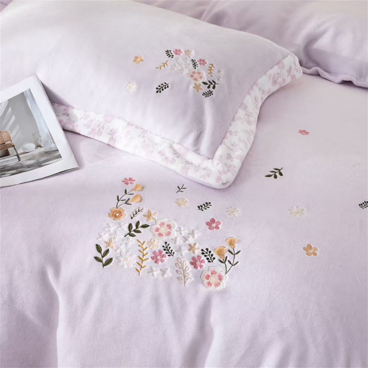 91家纺网 家纺一手货源 找家纺 玖琳家纺 2025新款双面240克全消牛奶绒铂金牛奶绒四件套-漫影系列 香芋紫