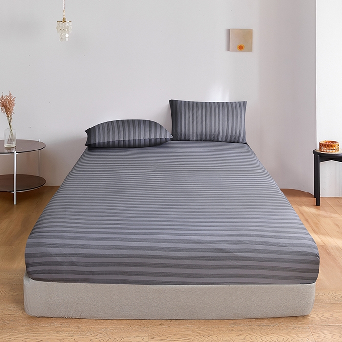 91家纺网 家纺一手货源 找家纺 （总）柏钧家纺 2025新款跨境外贸日式无印风单层条纹单品床笠