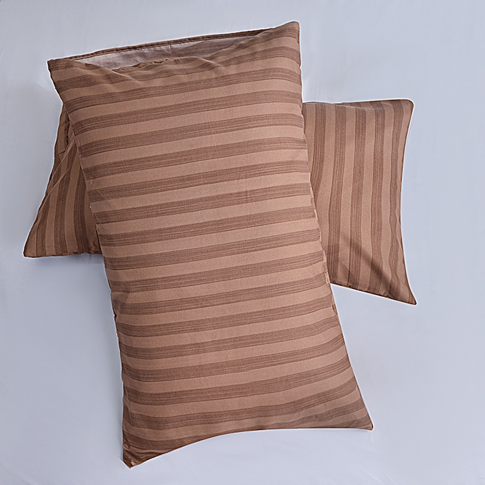 91家纺网 家纺一手货源 找家纺 柏钧家纺 2025新款跨境外贸日式无印风单层条纹单品床笠 咖