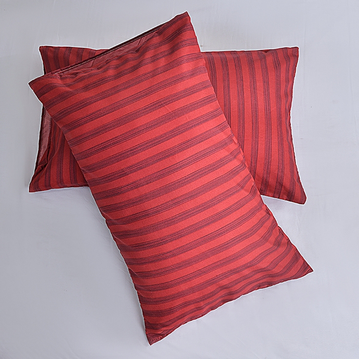 91家纺网 家纺一手货源 找家纺 柏钧家纺 2025新款跨境外贸日式无印风单层条纹单品床笠 红