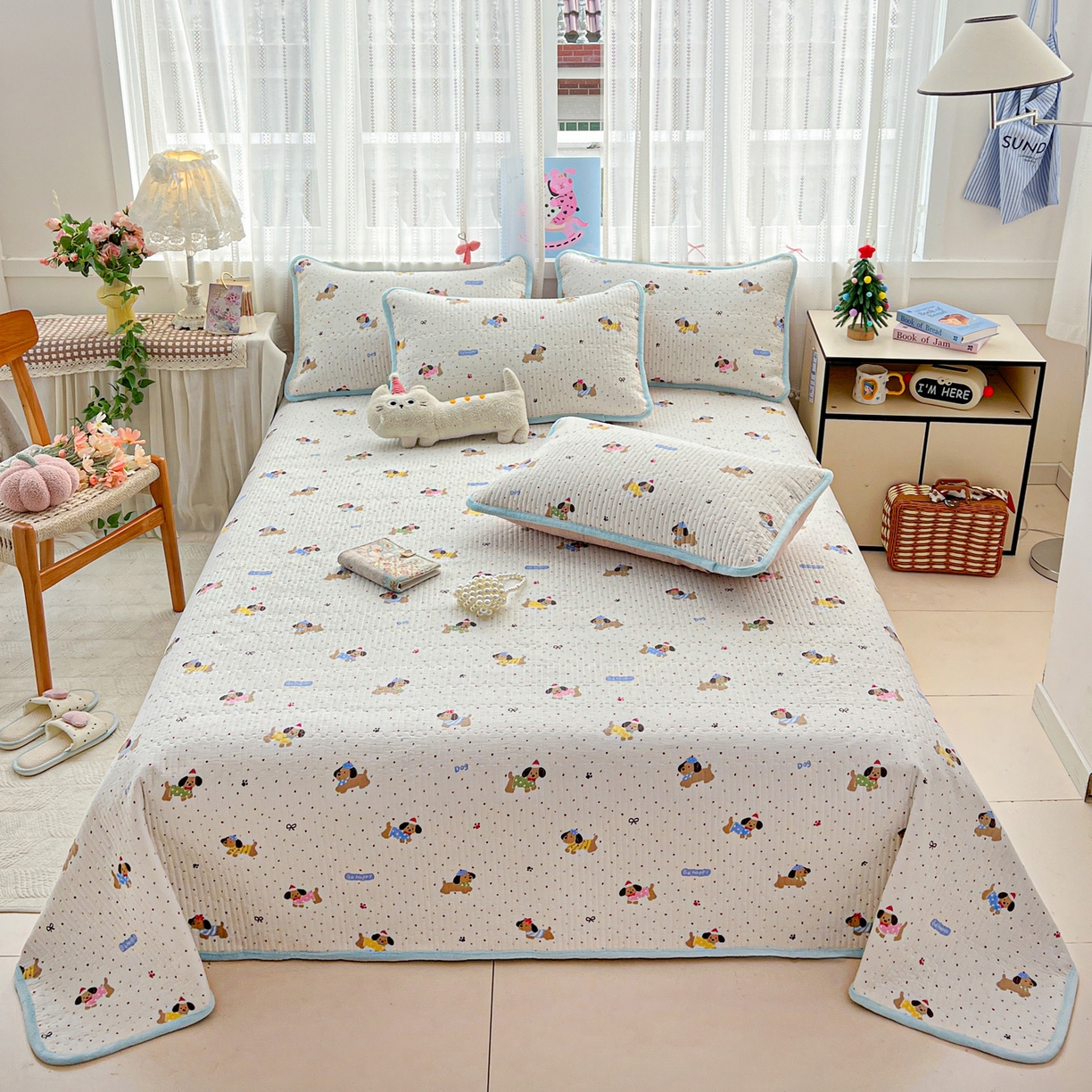 91家纺网 家纺一手货源 找家纺 （总）恒尚居 2025新款双层纱牛奶绒床盖双面两用夹棉床单床垫-秋冬款 四季通用