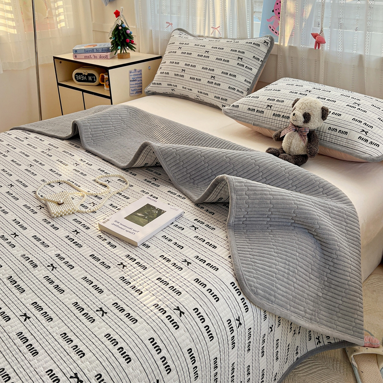 91家纺网 家纺一手货源 找家纺 （总）恒尚居 2025新款双层纱牛奶绒床盖双面两用夹棉床单床垫-秋冬款 四季通用