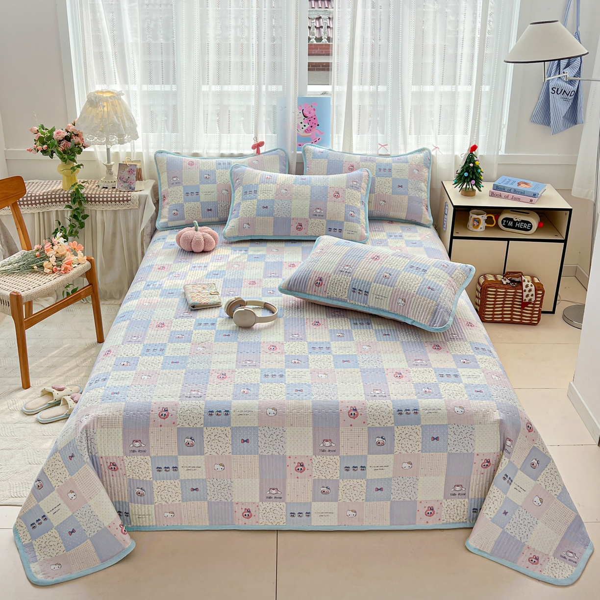 91家纺网 家纺一手货源 找家纺 （总）恒尚居 2025新款双层纱牛奶绒床盖双面两用夹棉床单床垫-秋冬款 四季通用