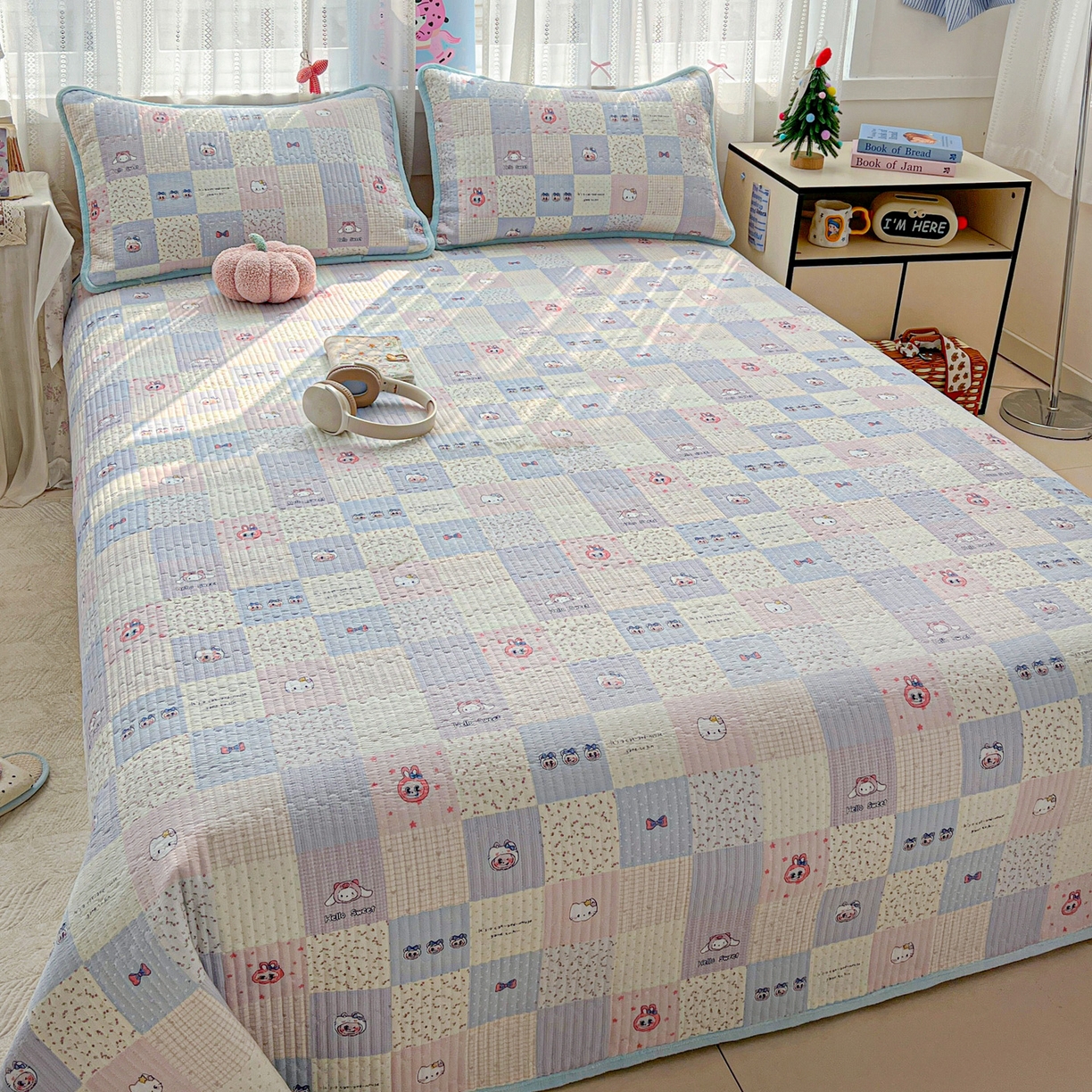 91家纺网 家纺一手货源 找家纺 恒尚居 2025新款双层纱牛奶绒床盖双面两用夹棉床单床垫-秋冬款 四季通用 慢时光【A双层纱-B牛奶绒】