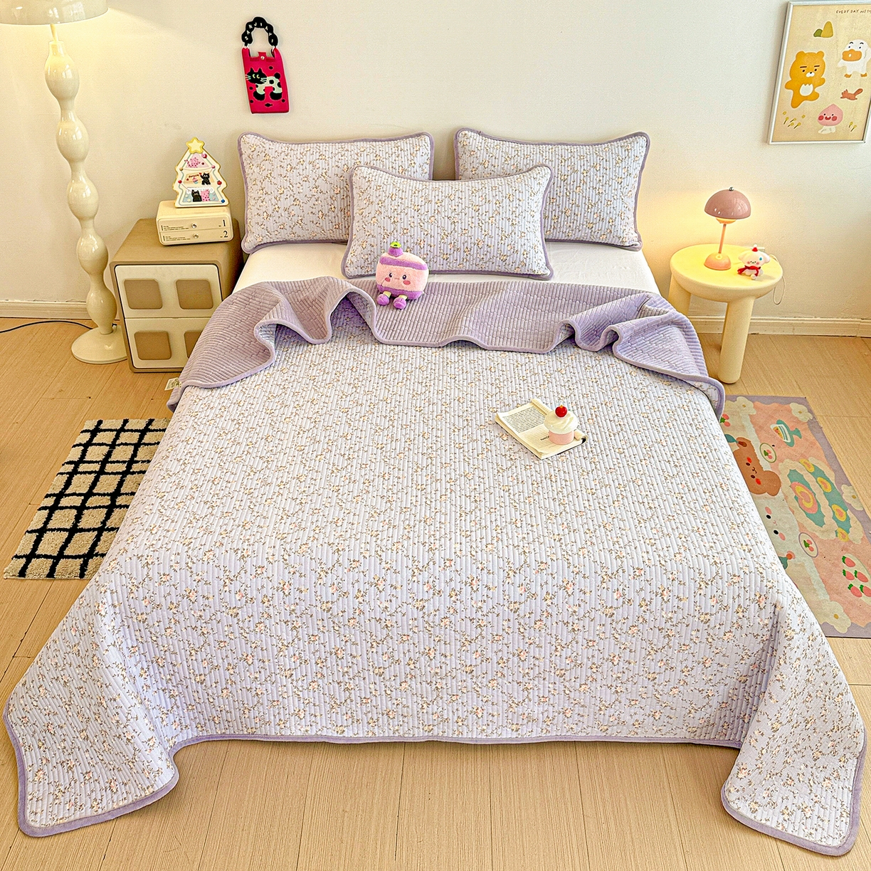 91家纺网 家纺一手货源 找家纺 （总）恒尚居 2025新款双层纱牛奶绒床盖双面两用夹棉床单床垫-秋冬款 四季通用