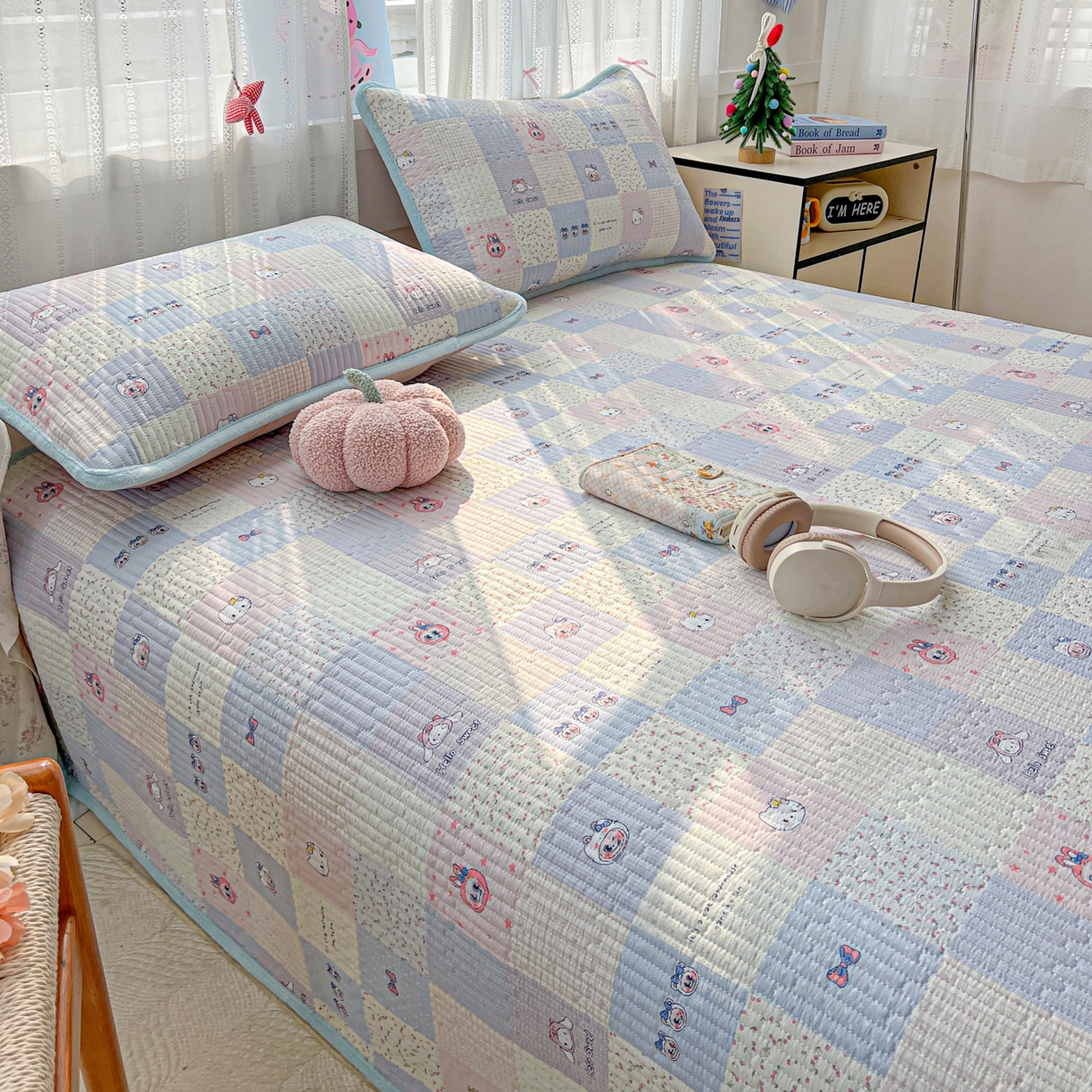 91家纺网 家纺一手货源 找家纺 恒尚居 2025新款双层纱牛奶绒床盖双面两用夹棉床单床垫-秋冬款 四季通用 慢时光【A双层纱-B牛奶绒】