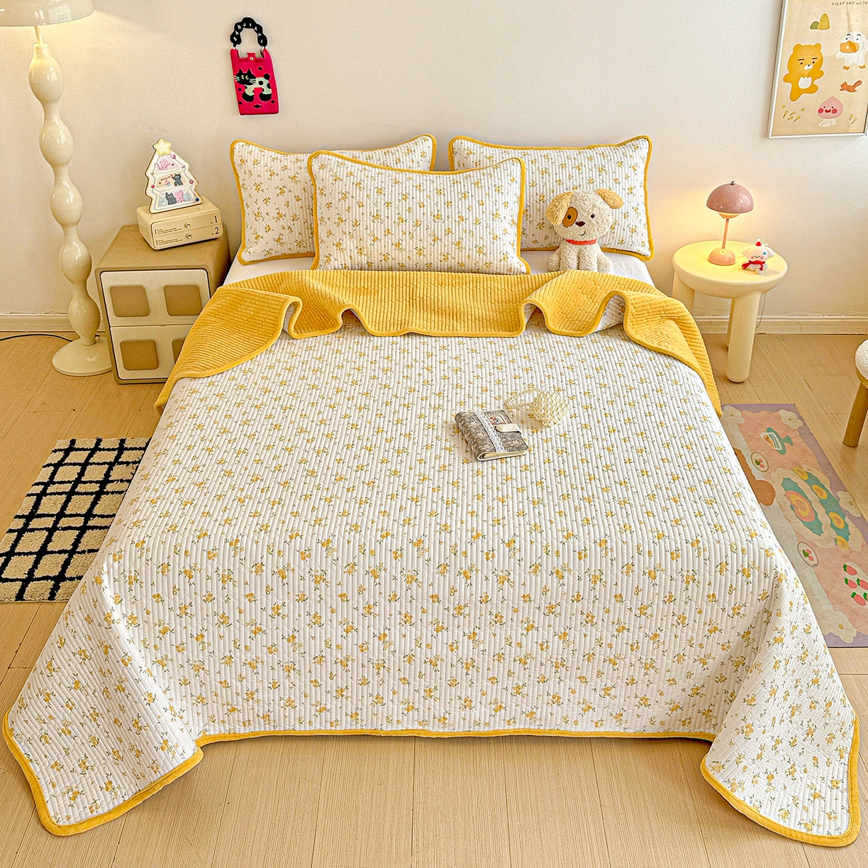 91家纺网 家纺一手货源 找家纺 （总）恒尚居 2025新款双层纱牛奶绒床盖双面两用夹棉床单床垫-秋冬款 四季通用