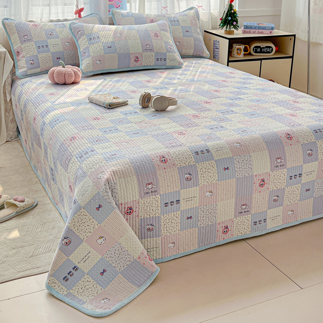 91家纺网 家纺一手货源 找家纺 恒尚居 2025新款双层纱牛奶绒床盖双面两用夹棉床单床垫-秋冬款 四季通用 慢时光【A双层纱-B牛奶绒】