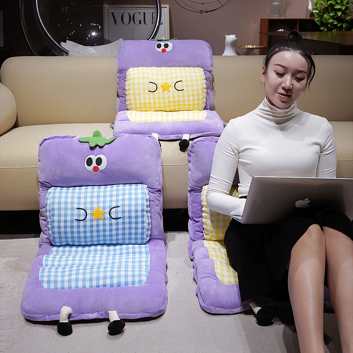 91家纺网 家纺一手货源 找家纺 （总）仟亿莱 2025新款大眼茄子护腰连体坐垫