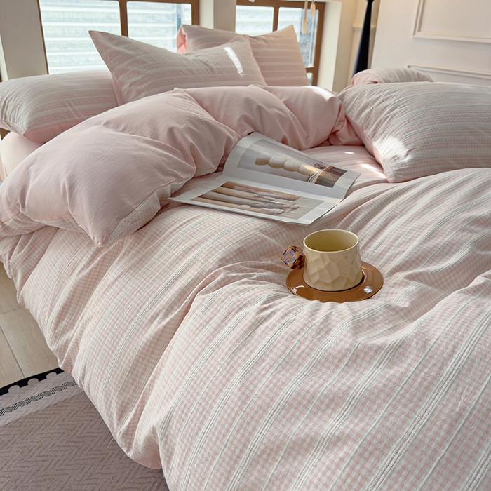 91家纺网 家纺一手货源 找家纺 （总）全美家居 2025新款全棉纯棉色织提花水洗四件套