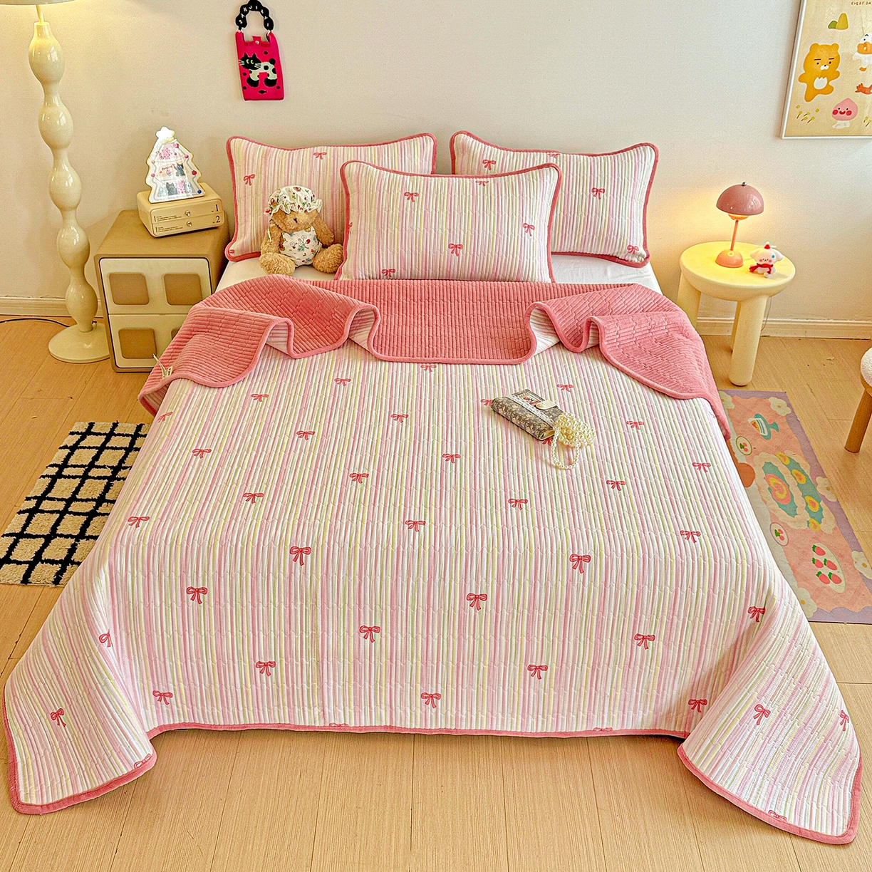 91家纺网 家纺一手货源 找家纺 （总）恒尚居 2025新款双层纱牛奶绒床盖双面两用夹棉床单床垫-秋冬款 四季通用