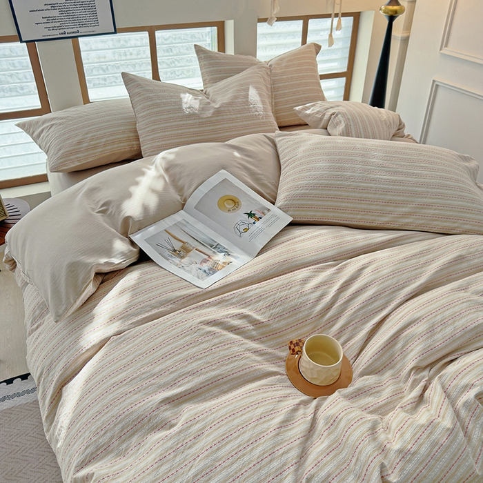 91家纺网 家纺一手货源 找家纺 （总）全美家居 2025新款全棉纯棉色织提花水洗四件套