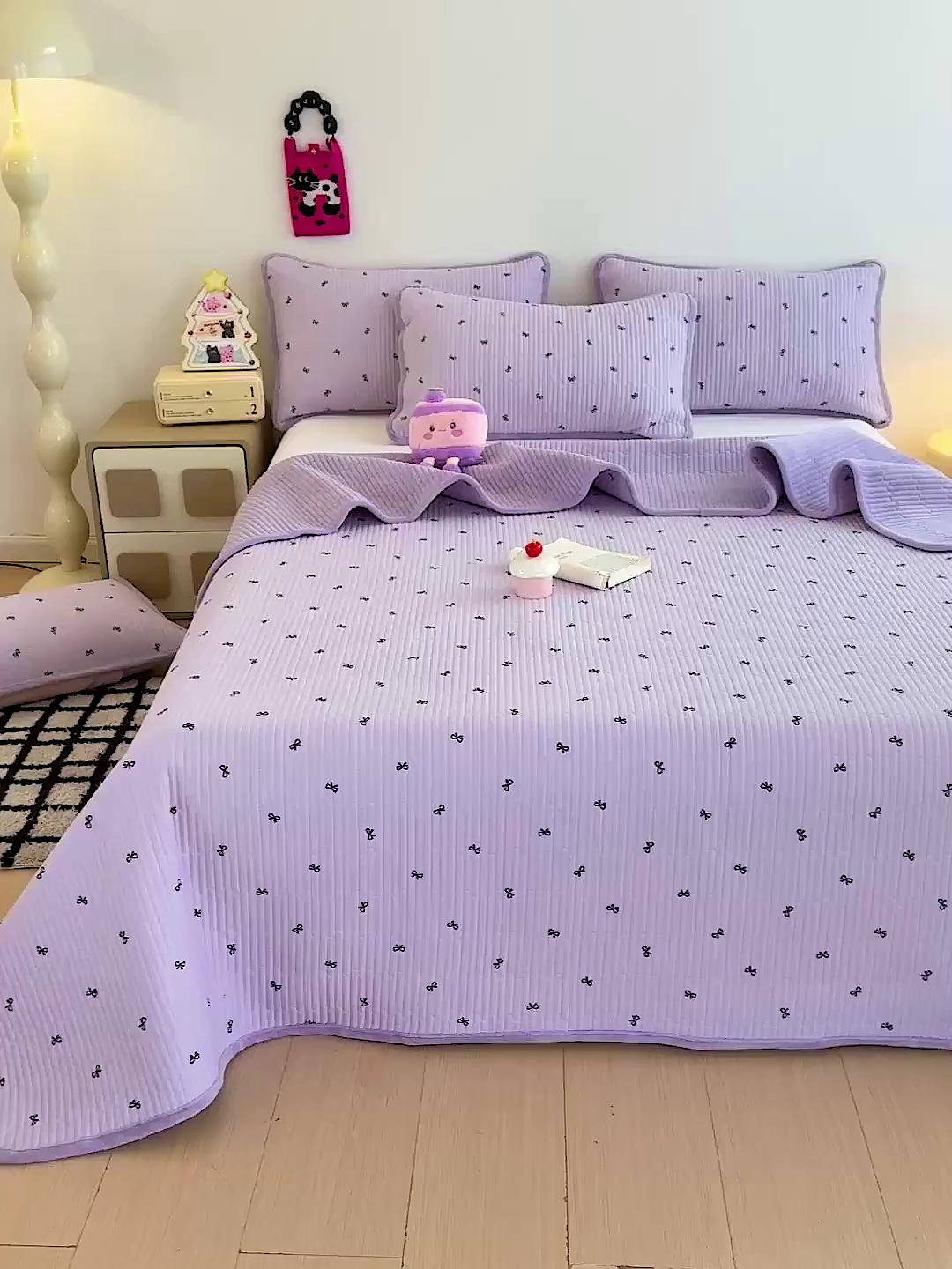 91家纺网 家纺一手货源 找家纺 恒尚居 2025新款双层纱牛奶绒床盖双面两用夹棉床单床垫-秋冬款 四季通用 紫萱【A双层纱-B牛奶绒】