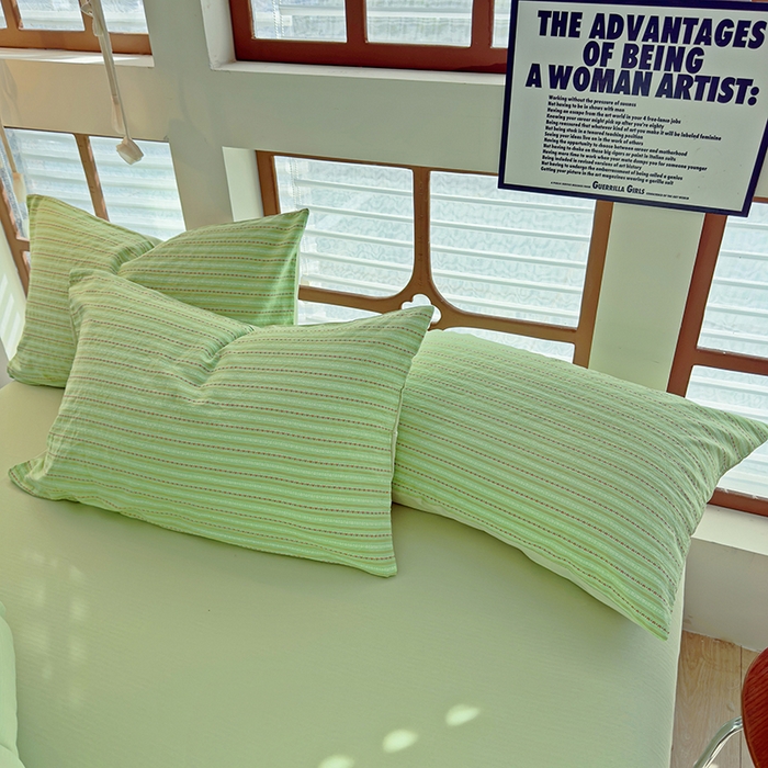 91家纺网 家纺一手货源 找家纺 全美家居 2025新款全棉纯棉色织提花水洗四件套 新柳翠意