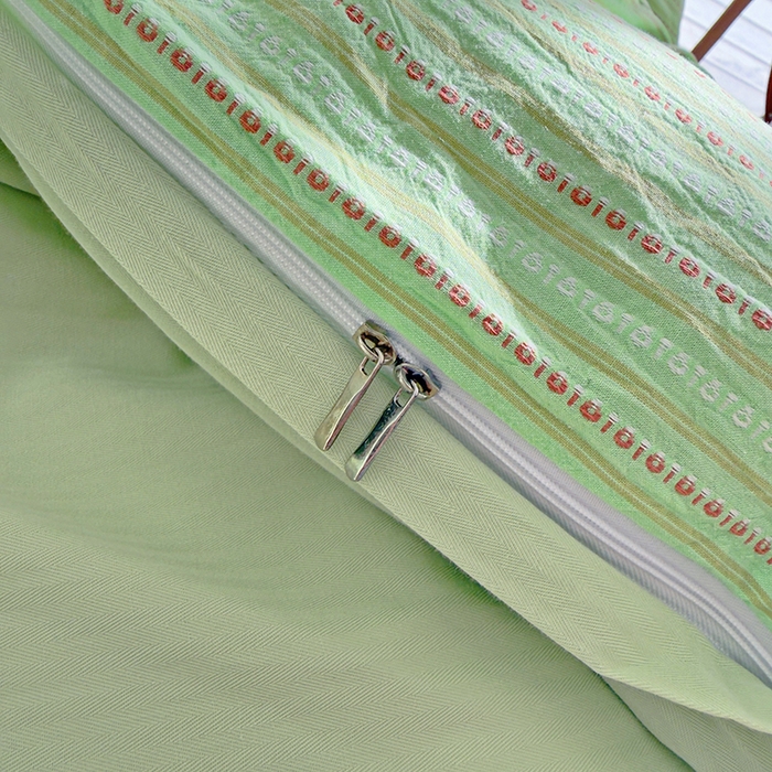 91家纺网 家纺一手货源 找家纺 全美家居 2025新款全棉纯棉色织提花水洗四件套 新柳翠意