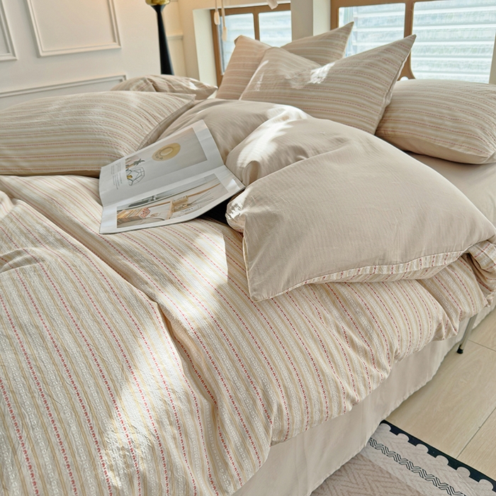 91家纺网 家纺一手货源 找家纺 全美家居 2025新款全棉纯棉色织提花水洗四件套 雅纹荞韵