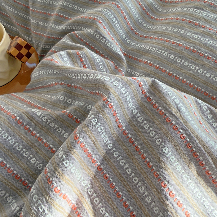 91家纺网 家纺一手货源 找家纺 全美家居 2025新款全棉纯棉色织提花水洗四件套 藤棕谧意