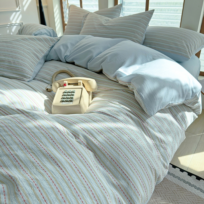 91家纺网 家纺一手货源 找家纺 全美家居 2025新款全棉纯棉色织提花水洗四件套 浅绯绮梦