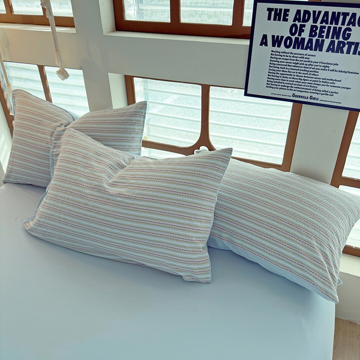 91家纺网 家纺一手货源 找家纺 全美家居 2025新款全棉纯棉色织提花水洗四件套 浅绯绮梦