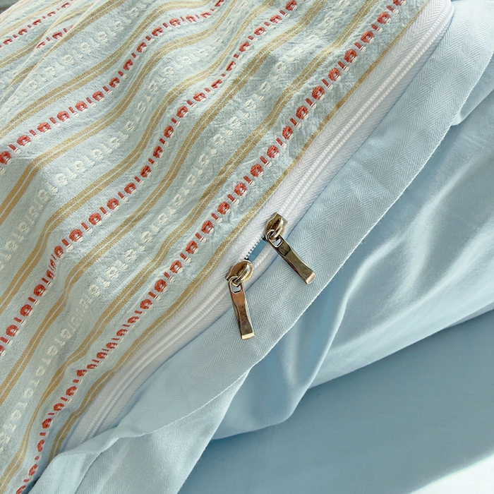 91家纺网 家纺一手货源 找家纺 全美家居 2025新款全棉纯棉色织提花水洗四件套 浅绯绮梦