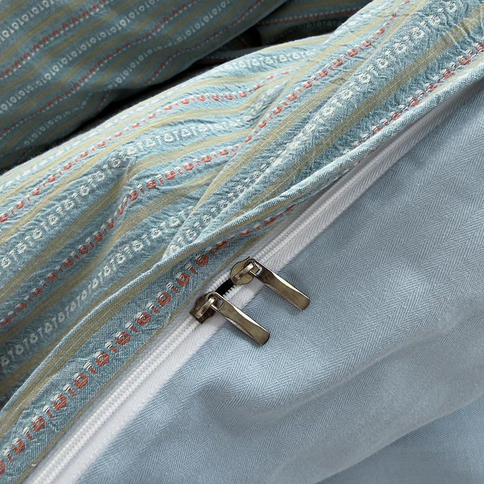 91家纺网 家纺一手货源 找家纺 全美家居 2025新款全棉纯棉色织提花水洗四件套 浅霭雅眠