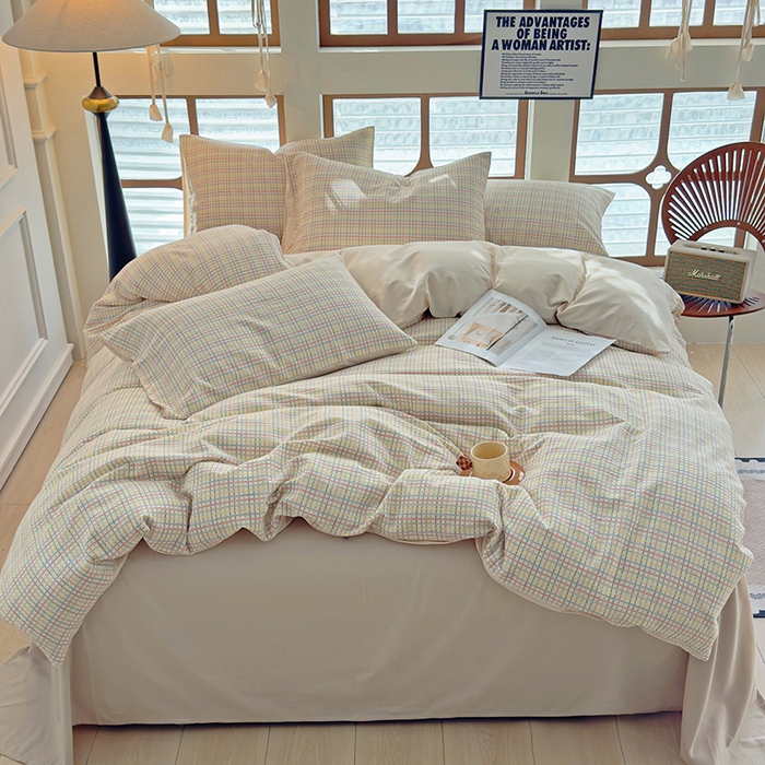 91家纺网 家纺一手货源 找家纺 全美家居 2025新款全棉纯棉色织提花水洗四件套 彩虹漾