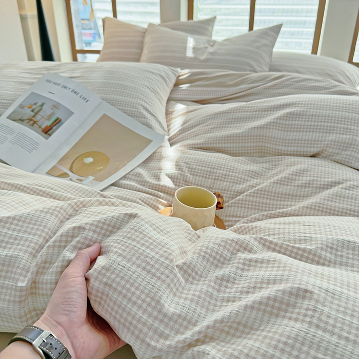 91家纺网 家纺一手货源 找家纺 全美家居 2025新款全棉纯棉色织提花水洗四件套 铂尔曼