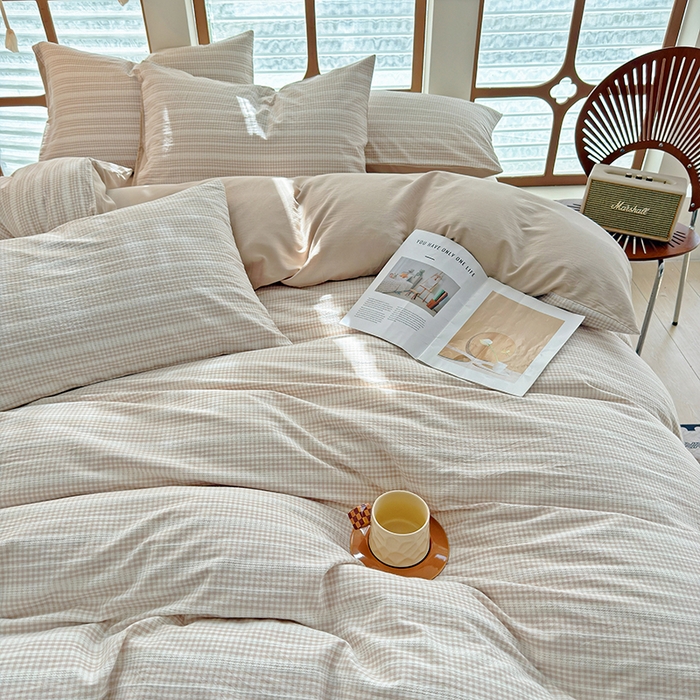 91家纺网 家纺一手货源 找家纺 全美家居 2025新款全棉纯棉色织提花水洗四件套 铂尔曼