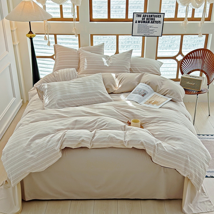 91家纺网 家纺一手货源 找家纺 全美家居 2025新款全棉纯棉色织提花水洗四件套 铂尔曼