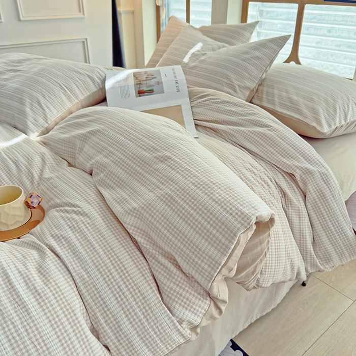 91家纺网 家纺一手货源 找家纺 全美家居 2025新款全棉纯棉色织提花水洗四件套 铂尔曼