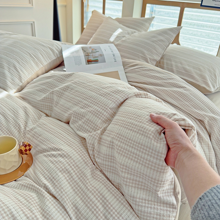 91家纺网 家纺一手货源 找家纺 全美家居 2025新款全棉纯棉色织提花水洗四件套 铂尔曼