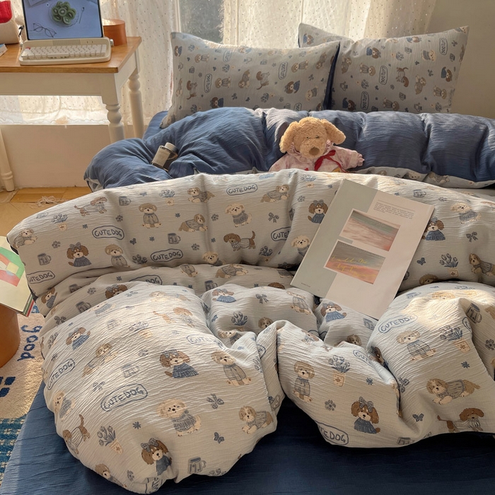 91家纺网 家纺一手货源 找家纺 （总）贝扬思家纺 2025新款亲肤舒适甄选三层纱印花套件系列四件套